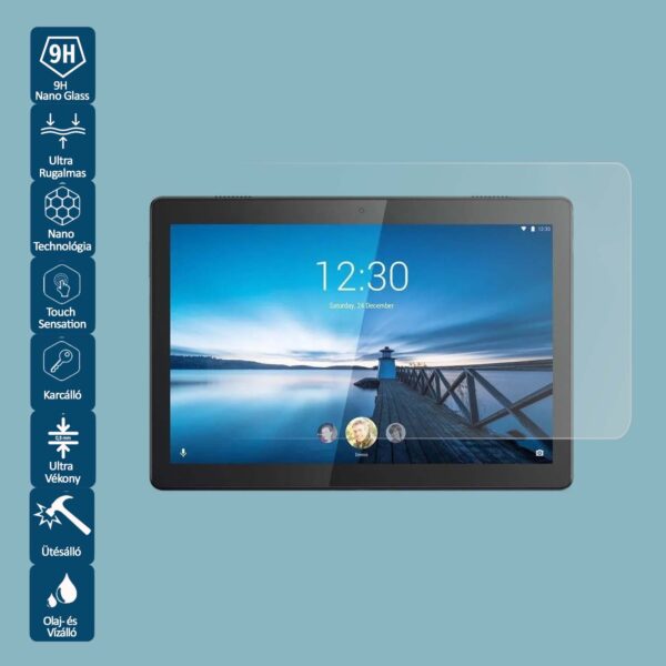Lenovo Tab M10 FHD Plus (TB-X606l) 10.3 hüvelykes tablethez készült Wontis Nano Képernyővédő Fólia, ultra vékony és 9H keménységű védelem