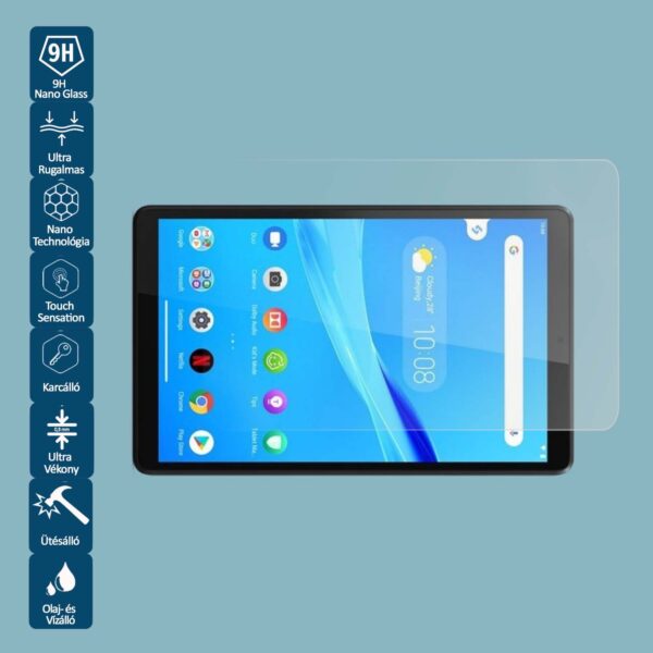 Lenovo Tab M8 (TB-8505f) 8 hüvelykes tablethez készült Wontis Nano Képernyővédő Fólia, ultra vékony és 9H keménységű védelem
